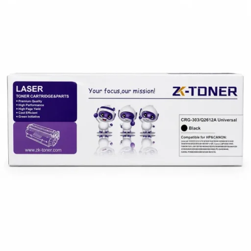ZK-TONER CRG-303 / Q2612A Universal Commercial Compatible Black Toner Cartridge – Replacement Toner for HP LaserJet 1010/1020 Series and Canon LBP2900/LBP3000 Printers ZK-TONER CRG-303 / Q2612A Universal Commercial Compatible Black Toner Cartridge – Repla