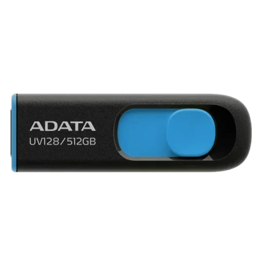 ADATA UV128 USB 3.2 Flash Drive Sliding Connector – 512GB / Blue ADATA UV128 USB 3.2 Flash Drive Sliding Connector – 512GB / Blue