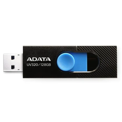 ADATA UV320 USB 3.2 Flash Drive Sliding Connector - 128GB – Black/Blue ADATA UV320 USB 3.2 Flash Drive Sliding Connector - 128GB – Black/Blue