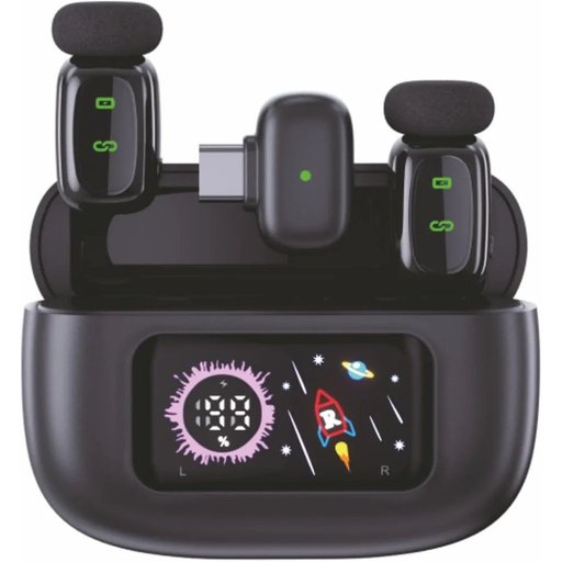 ميكروفون لاسلكي صغير بمنفذ Type-C مع خاصية تقليل الضوضاء ومؤشر شحن Mini Wireless Lavalier Microphone with Type-C Connector, Noise Reduction and Battery Indicator