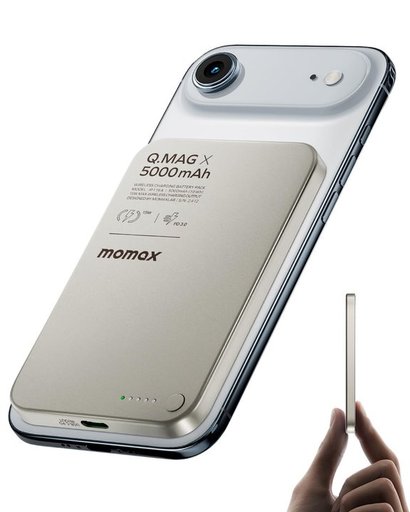 باور بانك Momax Q.Mag X لاسلكي مغناطيسي MagSafe نحيف بسعة 5000mAh وشحن 15W Momax Q.Mag X 5000mAh 15W Power Bank