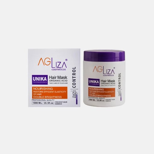 ماسك شعر أجاليزا يونيكا بالحمض العضوي لتغذية وترميم مرونة الشعر ولمعان مضاعف Agliza Unica Organic Acid Hair Mask for nourishment, restoring hair elasticity, and enhanced shine.