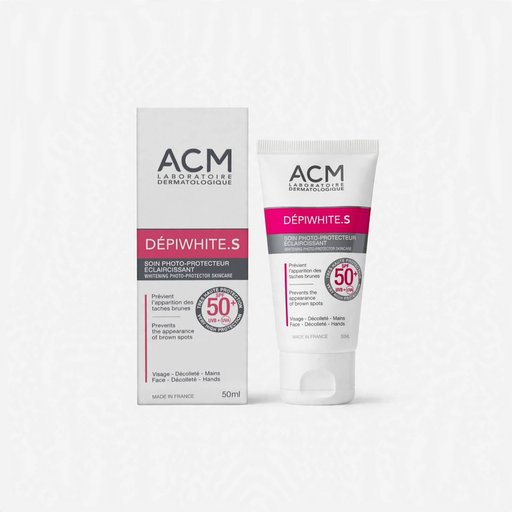 واقي شمس مبيض أي سي أم ACM ديبي وايت أس SPF50+ للحماية من التصبغات والبقع الداكنة ACM Depiwhite.S SPF50+ Whitening Sunscreen for protection against pigmentation and dark spots