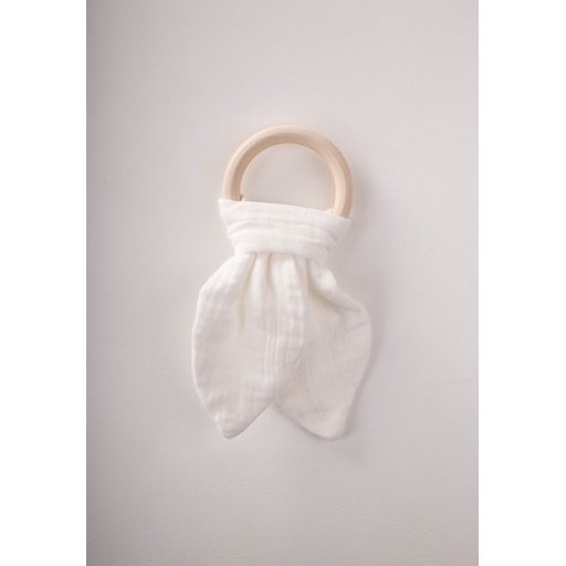 عضاضة أسنان من قماش الموسلين والخشب الطبيعي - EKRU Muslin Fabric and Natural Wood Teether - EKRU