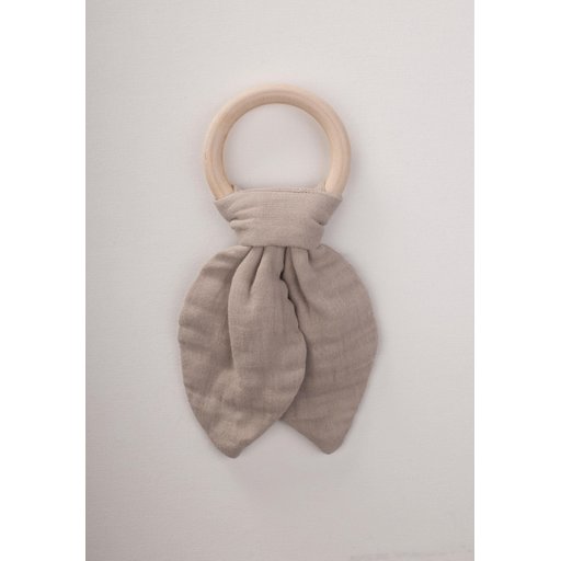 عضاضة أسنان من قماش الموسلين والخشب الطبيعي - VİZON Wooden Muslin Teether - VİZON