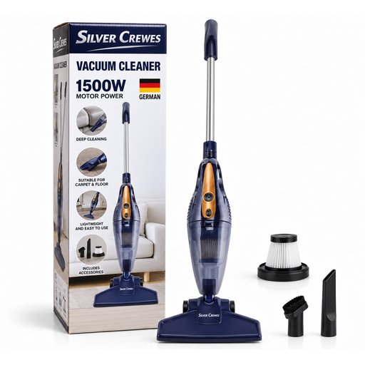 مكنسة كهربائية عمودية سيلفر كروز 1500 واط – فلتر إضافي Silver Crewes Upright Vacuum Cleaner 1500W – Additional Filter