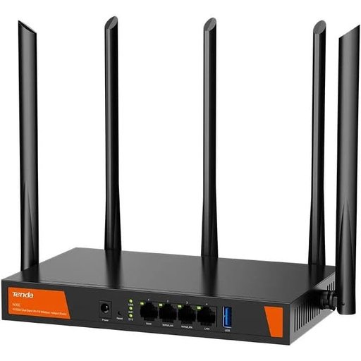 راوتر تندا W30E لاسلكي ثنائي النطاق AX3000 بسرعة 3000Mbps مع تقنية Wi-Fi 6 ومنافذ Gigabit و5 هوائيات وتغطية تصل إلى 500 متر م Tenda W30E AX3000 Dual-Band Gigabit Wi-Fi 6 Enterprise Wireless Router with 5 High-Gain Antennas