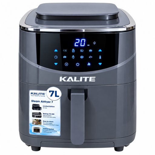 قلاية هوائية بالبخار كالايت سعة 7 لتر – رمادي KALITE Steam Air Fryer 7L – Grey