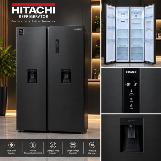 ثلاجة هيتاشي سايد باي سايد HITACHI SIDE BY SIDE