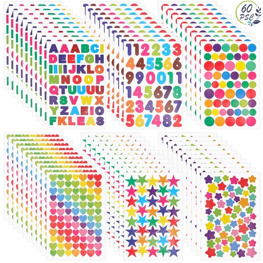 مجموعة ملصقات مكافآت ملونة للأطفال 3240 قطعة متنوعة Set of 3,240 colorful reward stickers for children (assorted)
