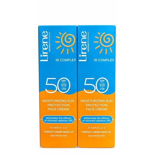 ليرين كريم حماية و ترطيب من الشمسSPF50 Lirene Moisturizing Sun Protection Face Cream SPF50 1+1Free