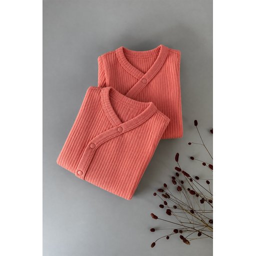 سالوبيت أطفال متقاطع 0-18 شهر - مرجاني Crossover Baby Bodysuit 0-18 Months - Coral