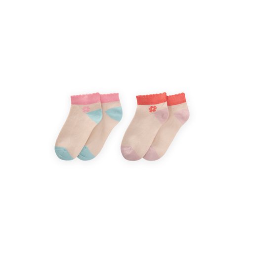 جوارب أطفال باتيك مزدوجة الألوان 5-12 سنة - وردي فاتح Kids' Two-Tone Patik Socks 5-12 Years - Peach Pink