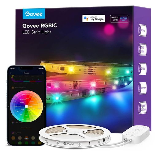 شريط اضاءة كوفي 5 متر Govee RGBIC Basic Wi-F + Bluetooth LED Strip Lights H618A (5 Meter)