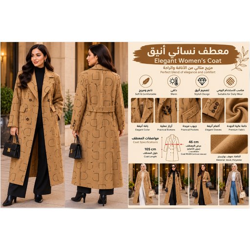 معطف نسائي طويل B05 B05 Women's Long Coat