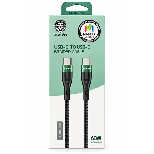 كيبل جرين ليون USB-C إلى USB-C سريع 60 واط Green Lion USB-C to USB-C Braided Cable 60W