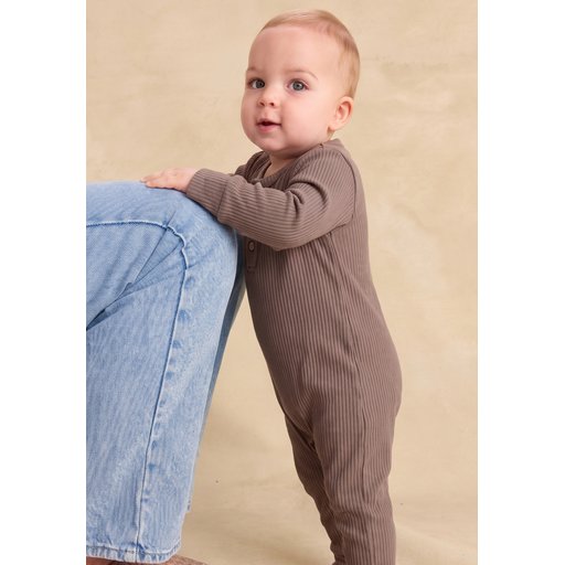 تولوم أطفال مضلع بأساور 0-3 سنوات - لون فيزون Ribbed Cuff Baby Romper 0-3 Years - Vizon