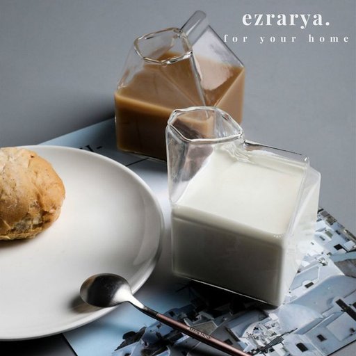 كأس زجاج بايركس على شكل علبة حليب Pyrex Glass Cup in the form of a milk box