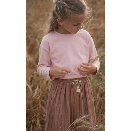 تي شيرت أطفال أساسي موسمي قطن 100% - وردي فاتح (بودرة) 2-10 سنوات Seasonal Basic T-Shirt for Kids 2-10 Years - Powder Pink