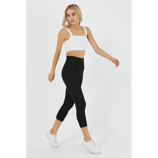 Women's Black High-Waist Capri Leggings