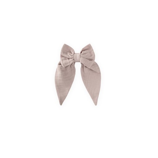 ربطة شعر موسلين مطاطية طويلة بفيونكة - لون فيزون Muslin Elastic Long Bow Hair Tie - Vizon