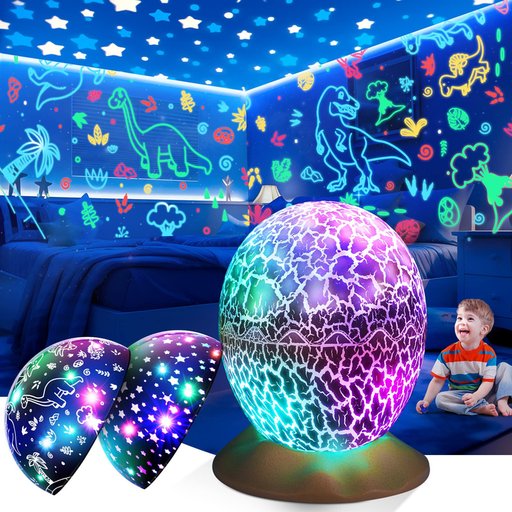 مصباح بيضة ديناصور بإسقاط نجوم 2 في 1 2-in-1 Dinosaur Egg Star Projection Lamp