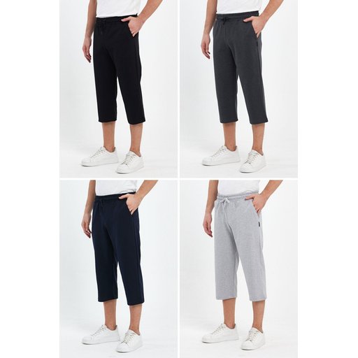 شورت برمودا رجالي طويل 4 جيوب، قابل للتعديل Men's Bermuda Long Shorts with 4 Side Pockets, Adjustable Waist