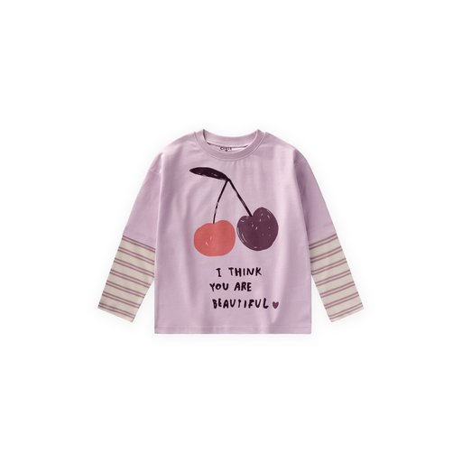 تي شيرت بناتي منقوش - ليلكي (2-10 سنوات) Girls' Patterned T-Shirt - Lilac (2-10 Years)