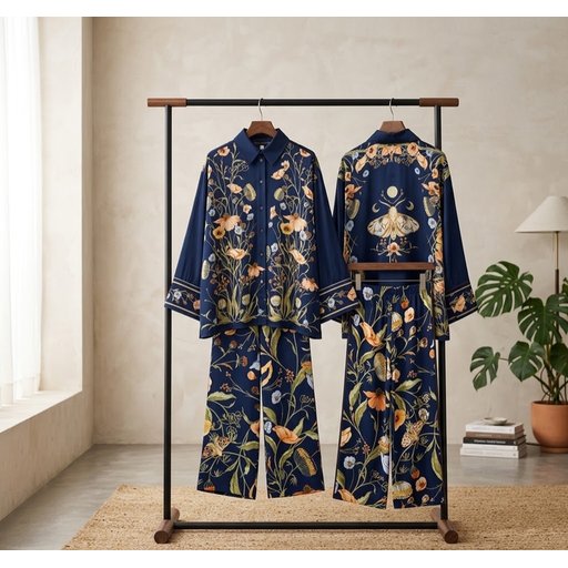 طقم كاجوال أنيق من قميص وبنطال بنقشة الزهور Floral Print set