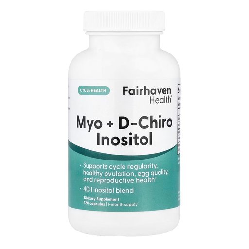 مايو إينوزيتول، دي-كايرو إينوزيتول، 40:1، 120 من فيرهاڤن هيلث الامريكية Fairhaven Health Myo + D-Chiro Inositol 120 Caps