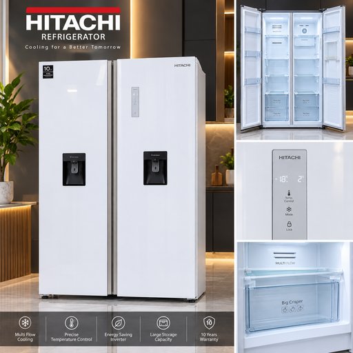 ثلاجة هيتاشي سايد باي سايد HITACHI SIDE BY SIDE