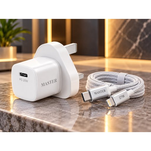 شاحن ماستر ميني سريع 20 واط مع كيبل USB-C إلى Lightning Master Charger 20W PD Mini Charger – USB-C to Lightning