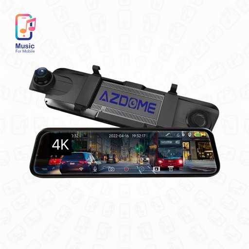مرآة كاميرا القيادة بشاشة لمس 9.66 بوصة ودقة 4K 9.66" Touch Screen Streaming Rearview Mirror Dashcam 4K