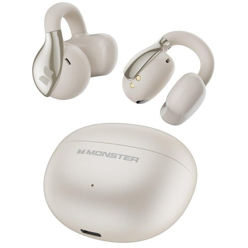 سماعات مونستر AC225 لاسلكية بتصميم مفتوح للأذن – أبيض Monster AC225 Open-Ear Wireless Earbuds – White