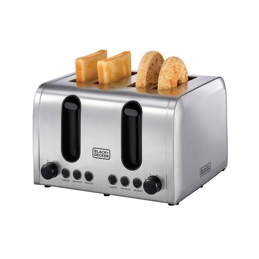 محمصة من بلاك+ديكر ET444-B5 سعة 4 شرائح 2100 واط من الستانلس ستيل Black&Decker ET444-B5 4 SLICE TOASTER 2100W Stainless steel