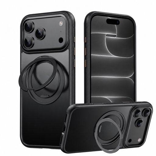 كفر آيفون 18 برو ماكس أكريليك ثلجي مع ماك سيف ومسند دوّار وميزة التحكم بالكاميرا iPhone 18 Pro Max Frosted Acrylic Case with MagSafe 360° Rotating