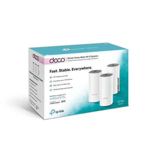 راوتر TP-Link Deco E4 (AC1200) Whole Home Mesh Wi-Fi System (3-Pack) TP-Link Deco E4 (AC1200) Whole Home Mesh Wi-Fi System (3-Pack)