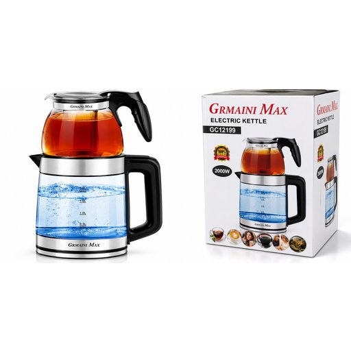 غلاية شاي كهربائية زجاجية مزدوجة جرماني ماكس 2000 واط GC12199 Grmaini Max Double Glass Electric Tea Kettle 2000W GC12199