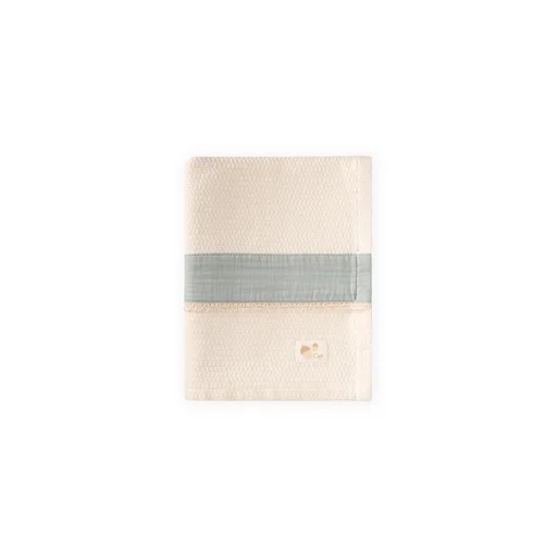 بطانية أطفال بنمط سلة وشرائط 85x100 سم - نعناع طبيعي Baby Blanket with Woven Pattern & Stripes 85x100 cm - Natural Mint
