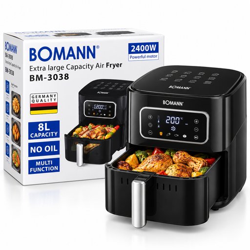 قلاية هوائية بومان سعة 8 لتر بقوة 2400 واط – موديل BM-3038 BOMANN Extra Large Capacity Air Fryer 8L 2400W – BM-3038