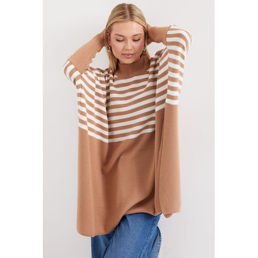 كنزة بونشو 15783 بفتحات جانبية - F.Vizon 15783 Slit Side Poncho Sweater - F.Vizon