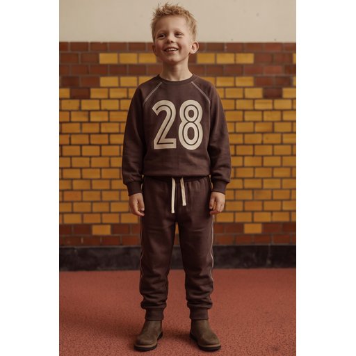 طقم سويت شيرت شتوي للأطفال بطبعة وتفاصيل كاريوكا، 2-10 سنوات، بني Kids' Printed Sweatshirt Set with Karyoka Detail, 2-10 Years, Brown