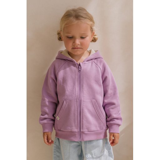 جاكيت بغطاء رأس وسحاب للأطفال 1-14 سنة - بنفسجي Kids' Hooded Zipper Cardigan 1-14 Years - Purple