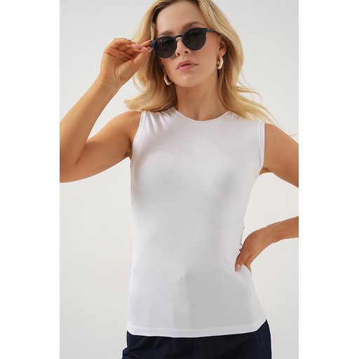 بودي نسائي بدون أكمام 4347 - أبيض Women's Sleeveless Bodysuit 4347 - White