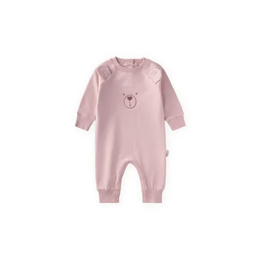 سالوبيت أطفال مطرز بالدب - بودرة (0-3 سنوات) Bear Embroidered Baby Romper - Powder (0-3 Years)