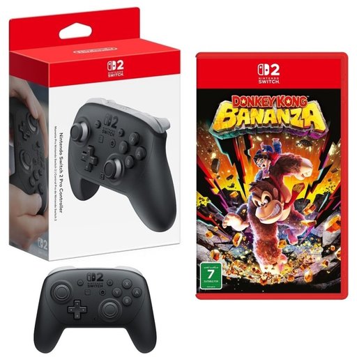 باندل نينتندو سويتش 2 يدة برو كونترولر مع لعبة دونكي كونغ بنانزا Nintendo Switch 2 Pro Controller & Donkey Kong Bananza Bundle