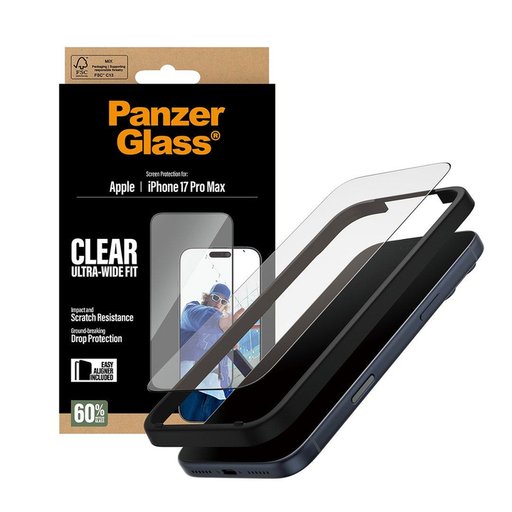 لاصق شاشة شفاف – تغطية واسعة للشاشة لجهاز I phone 17 por max Clear Glass - Ultra Wide Fit