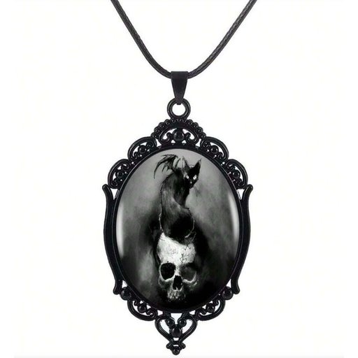 قلادة قطة الجماجم Skull crushing cat necklace