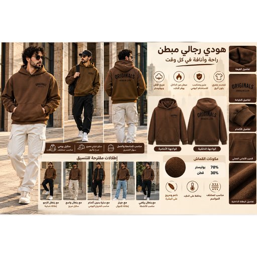 معطف رجالي مبطن بسحاب Men's Padded Zip-Up Jacket 91261