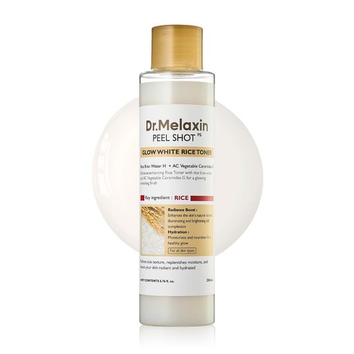 تونر الارز الابيض المجدد للبشره من دكتور ميلاكسين DR.MELAXIN Peel Shot Glow Rice Toner 200ml